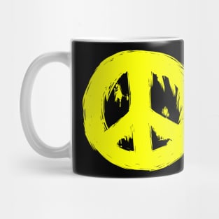 Ragged Brushed Peace Sign Yellow Mug